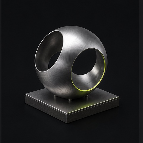 Maqueta conceptual de una esfera metálica de precisión